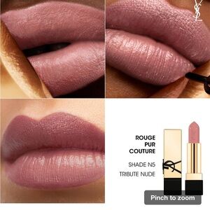 NIB Yves Saint Laurent
Rouge Pur Couture Caring Satin Lipstick with Ceramides